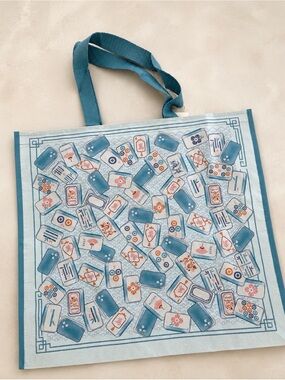 Mahjong print reusable tote bag